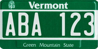 VT license plate ABA123