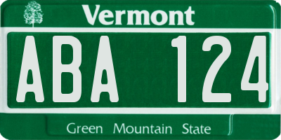 VT license plate ABA124