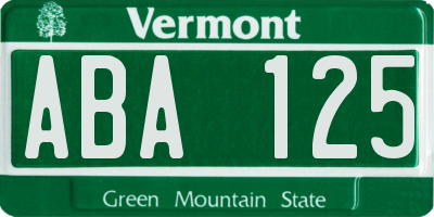 VT license plate ABA125