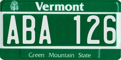 VT license plate ABA126