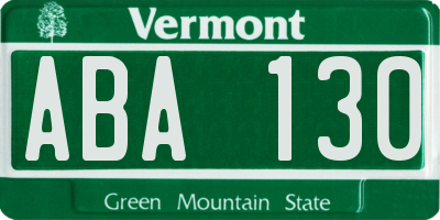 VT license plate ABA130