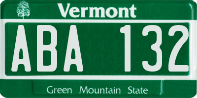 VT license plate ABA132