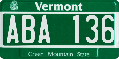 VT license plate ABA136