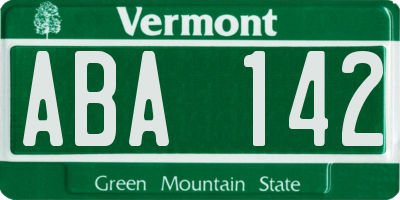 VT license plate ABA142