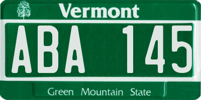 VT license plate ABA145