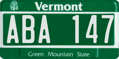 VT license plate ABA147