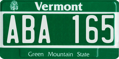 VT license plate ABA165