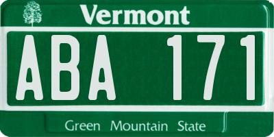 VT license plate ABA171