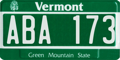 VT license plate ABA173