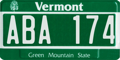 VT license plate ABA174