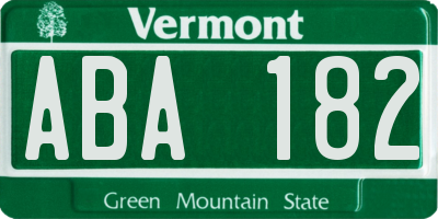 VT license plate ABA182