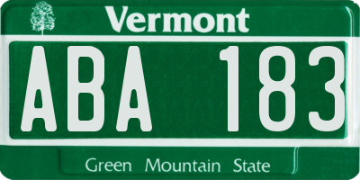 VT license plate ABA183