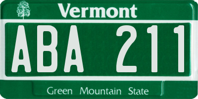 VT license plate ABA211