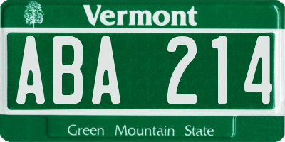 VT license plate ABA214