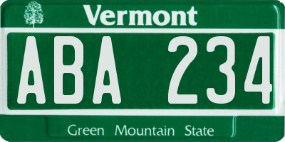 VT license plate ABA234