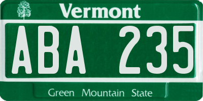 VT license plate ABA235