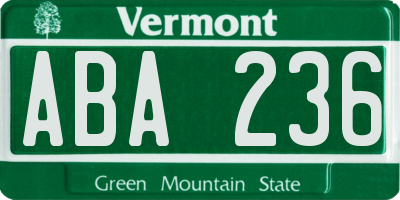 VT license plate ABA236