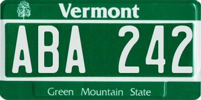 VT license plate ABA242