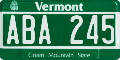 VT license plate ABA245