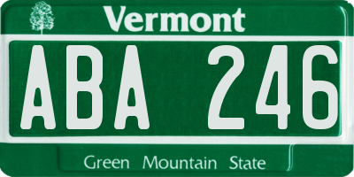 VT license plate ABA246