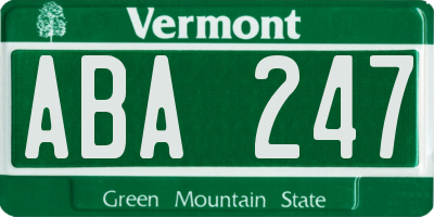 VT license plate ABA247