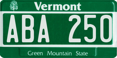 VT license plate ABA250