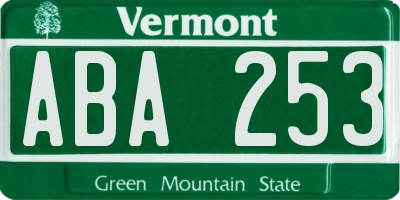 VT license plate ABA253