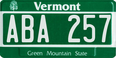 VT license plate ABA257
