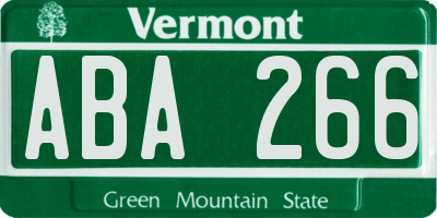 VT license plate ABA266