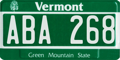 VT license plate ABA268