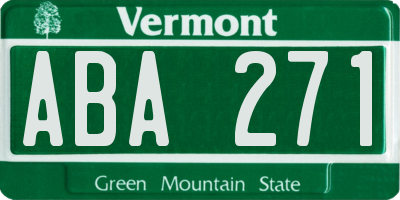 VT license plate ABA271