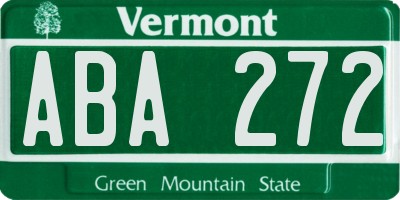 VT license plate ABA272