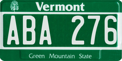 VT license plate ABA276