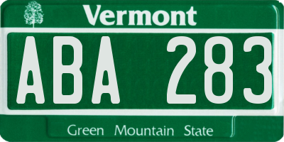 VT license plate ABA283