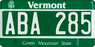 VT license plate ABA285