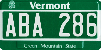 VT license plate ABA286