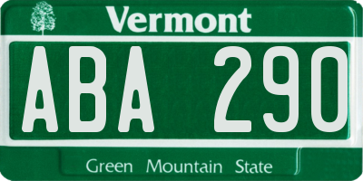 VT license plate ABA290