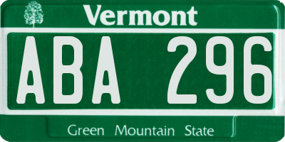 VT license plate ABA296