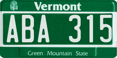 VT license plate ABA315