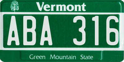 VT license plate ABA316