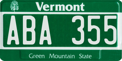VT license plate ABA355