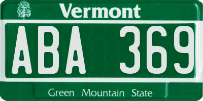 VT license plate ABA369