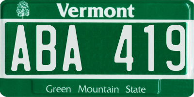VT license plate ABA419
