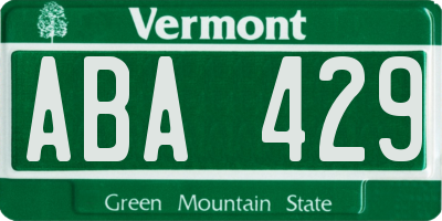 VT license plate ABA429
