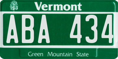 VT license plate ABA434