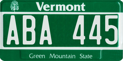 VT license plate ABA445