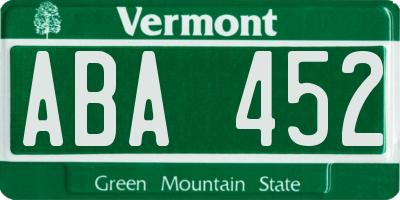 VT license plate ABA452