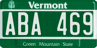 VT license plate ABA469