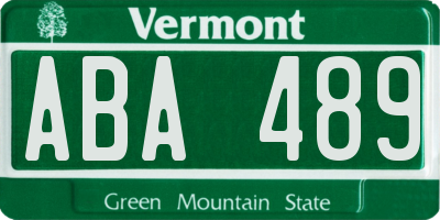 VT license plate ABA489