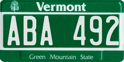 VT license plate ABA492